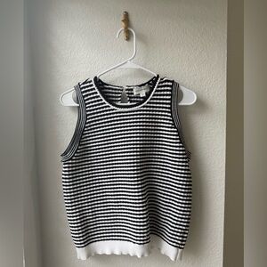 FREE ASSEMBLY BLACK AND WHITE STRIPED KNIT BLOUSE SIZE LARGE EUC